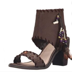 Very Volatile Brown Beaded Women's Sandals, NWT